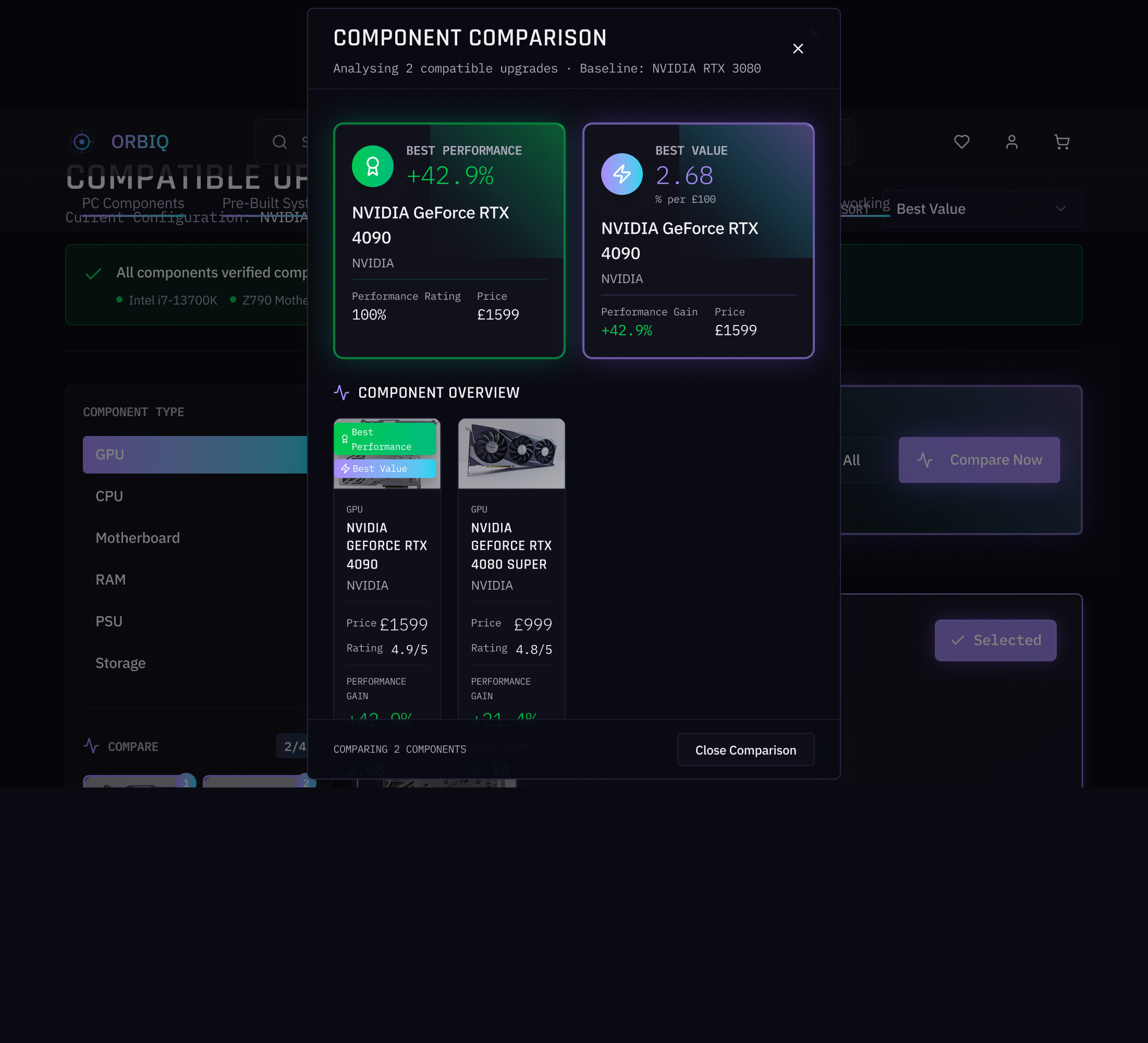 Component comparison tool