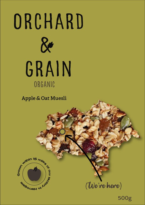 Apple & Oat Muesli packaging - sage green colourway