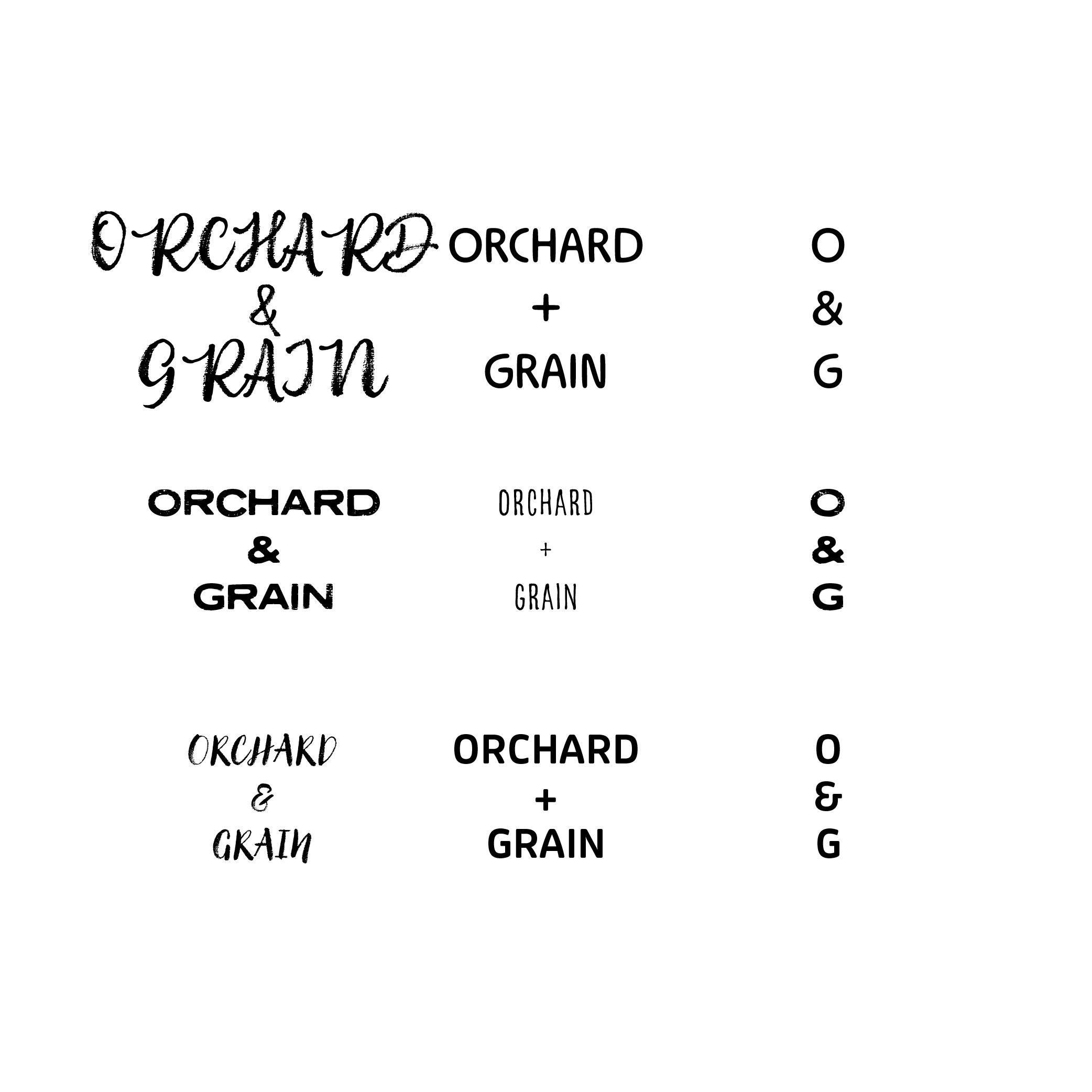 Orchard & Grain wordmark studies